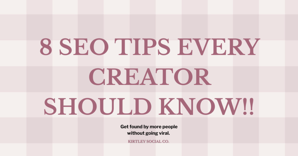 Canva Graphic with the article title (8 seo tips every creator should know)